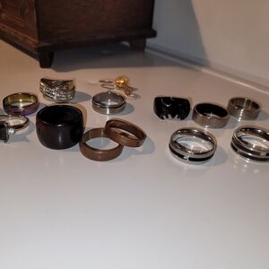 Men's Assorted Ring Set - Black, Silver, Brown